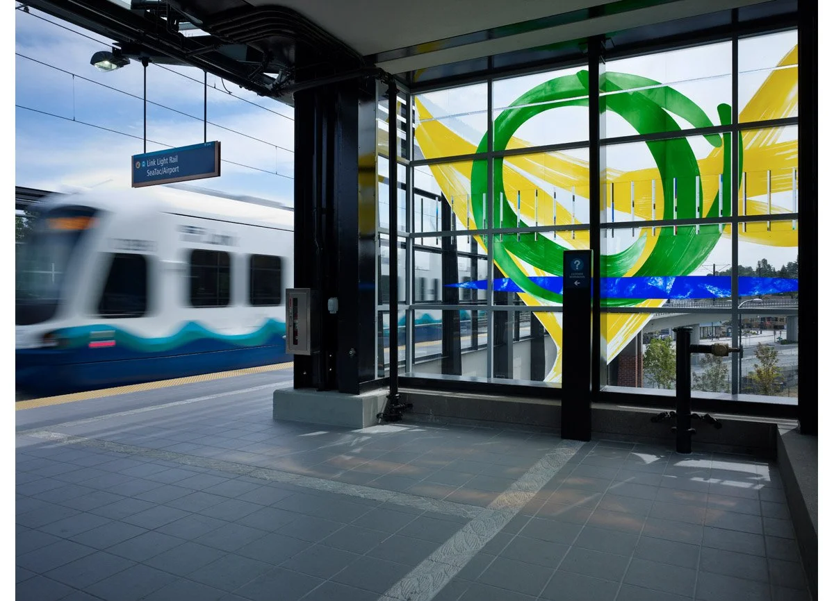 Large-scale blown glass installations Seattle SoundTransit Mt